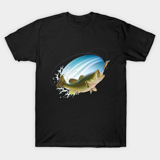 Large Mouth Bass T-Shirt by Ratherkool